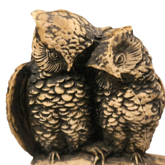 Vintage Owl Figurine Sculpture On Branch Resin Home Decor Collectible - Picture 4 of 16